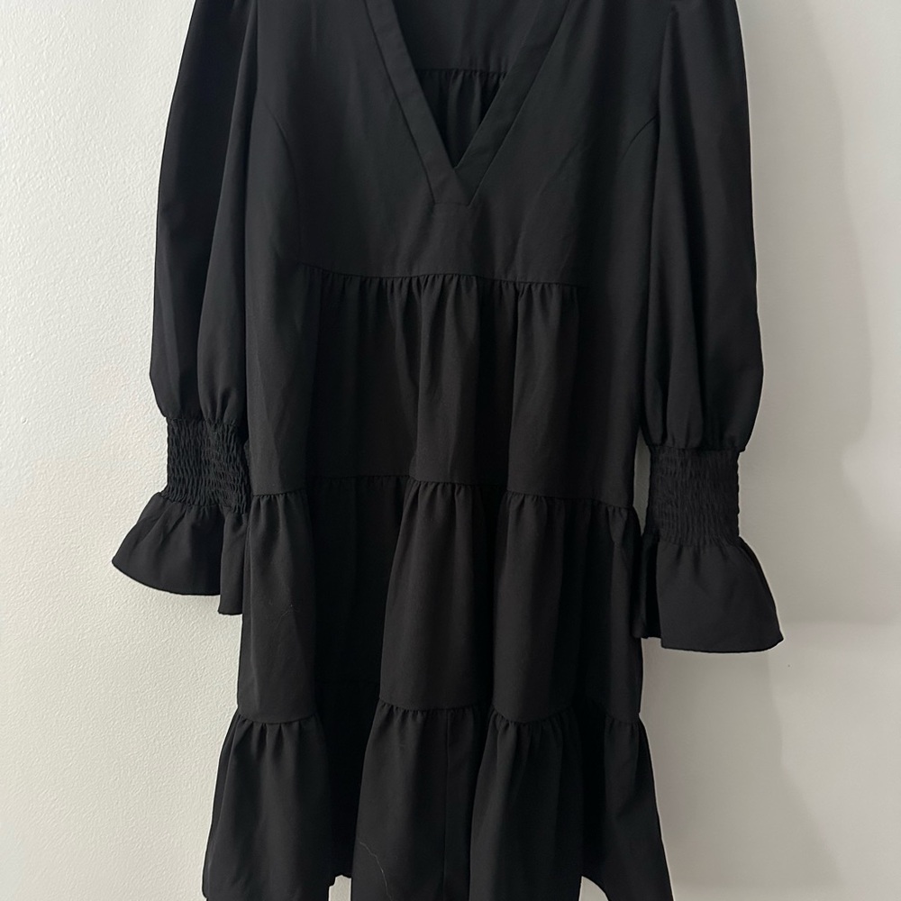 Pomander Place Black Ruffled Tiered Sundress